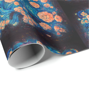 Space Mimosa Golden Nebula Blossom Cadeaupapier