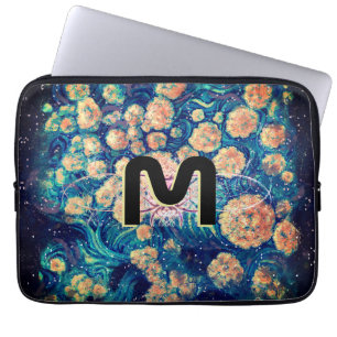 Space Mimosa Golden Nebula Blossom en Monogram Laptop Sleeve