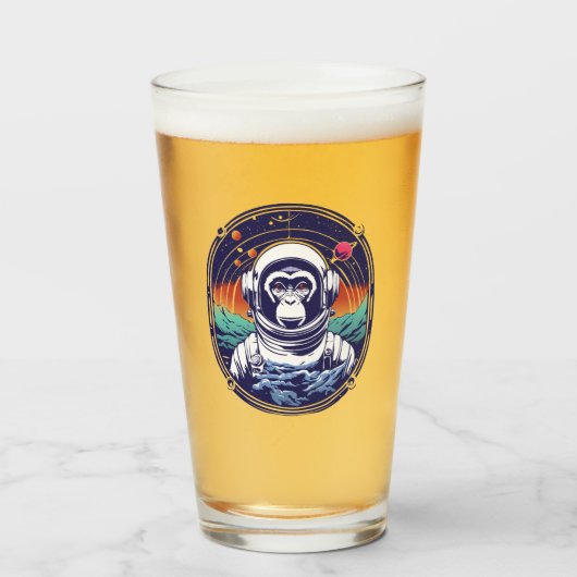 Space Monkey Astronaut Glas (Voorkant gevuld)