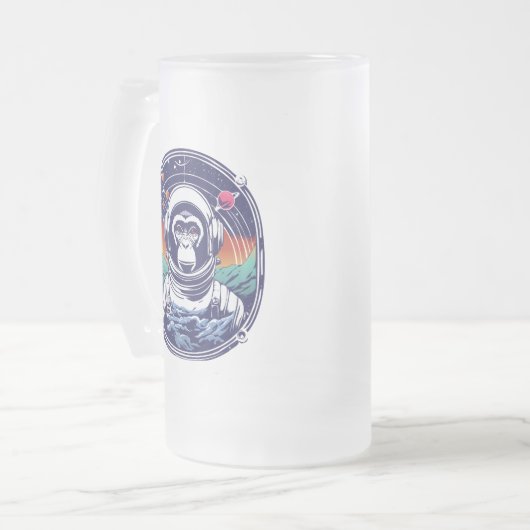 Space Monkey Astronaut Matglas Bierpul (Voorkant links)