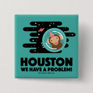 Space Monkey Vierkante Button 5,1 Cm