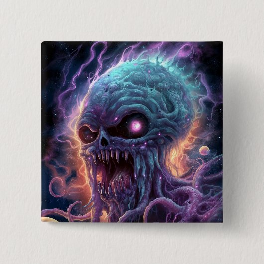 Space Monster Horror Art Vierkante Button 5,1 Cm (Voorkant)