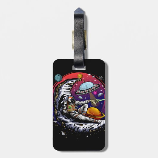 Space Moon Cheese Bagagelabel (Achterkant verticaal)