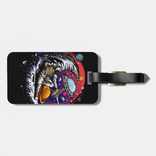 Space Moon Cheese Bagagelabel (Achterkant horizontaal)