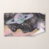 Space Mountains Gold Starry Sky Galaxy Planètes (Serviette à main)