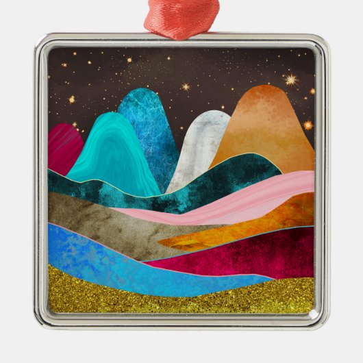 Space Mountains Metalen Ornament (Voorkant)