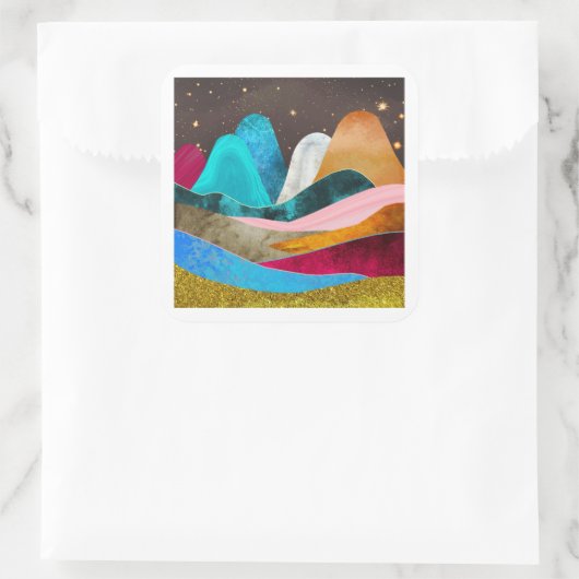 Space Mountains Vierkante Sticker (Tas)