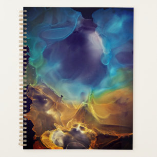 Space Nebula bleu jaune Alcool art