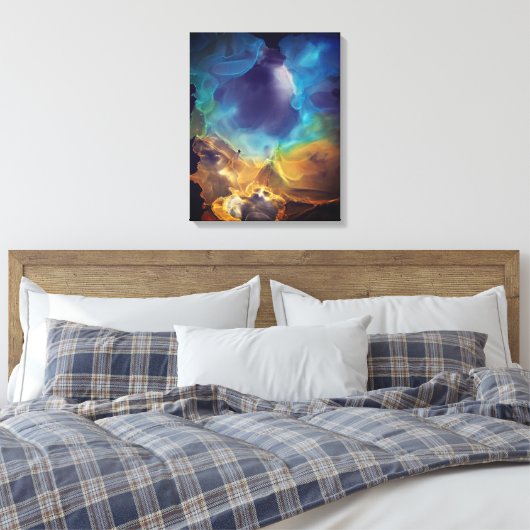 Space Nebula blue Alcohol Inkt art. Canvas Afdruk (Insitu (Slaapkamer))