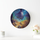 Space Nebula blue Alcohol Inkt art. Grote Klok (Huis)
