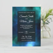 Space Nebula Blue Green Galaxy Faire-part de maria (Debout devant)