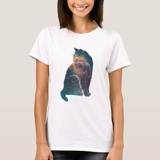 Space Nebula Cat T-shirt (Voorkant)
