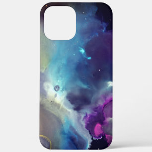 Space Nebula Geel blauw roze Alcohol Inkt art. iPhone 12 Pro Max Hoesje