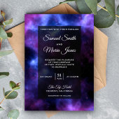 Space Nebula Paarse Galaxy Wedding Kaart