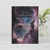 Space Nebula Paarse Galaxy Wedding Kaart (Staand voorkant)