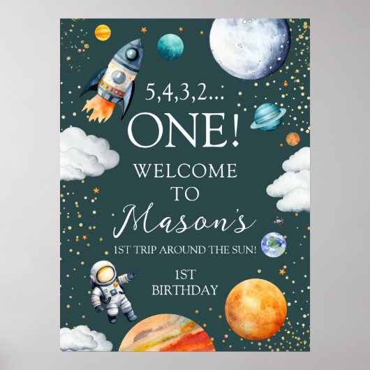 Space One Birthday Welcome Poster (Devant)
