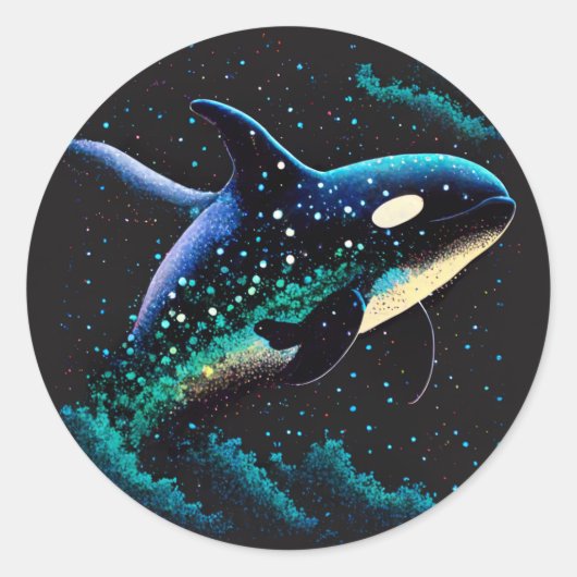 Space Orca Ronde Sticker (Voorkant)