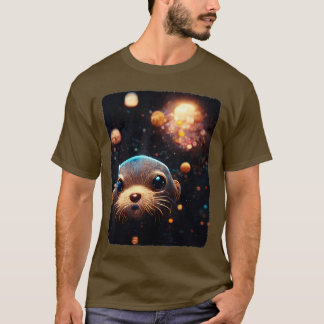 Space Otter Funny Cosmic Otter Pajamas Otter Spac T-shirt