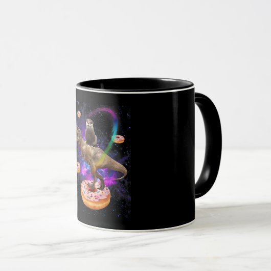 Space Otter Riding Dinosaur T-Rex Donuts Mok (Voorkant rechts)