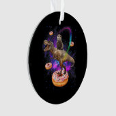Space Otter Riding Dinosaur T-Rex Donuts Ornament (voorkant)