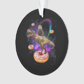 Space Otter Riding Dinosaur T-Rex Donuts Ornament (voorkant)