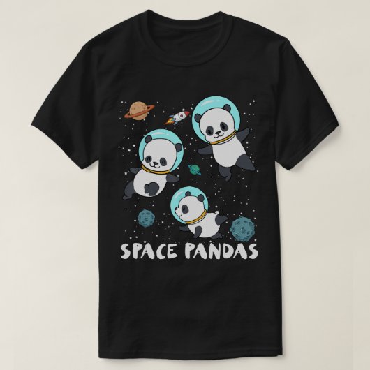 Space Panda's Funny Astronaut Planet Travel T-shir T-shirt (Design voorkant)