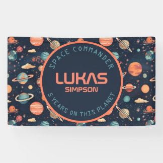  Space party banner - Voeg jouw tekst toe!