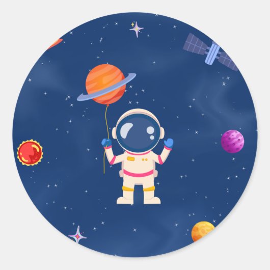 Space Party Collectie! Ronde Sticker (Voorkant)
