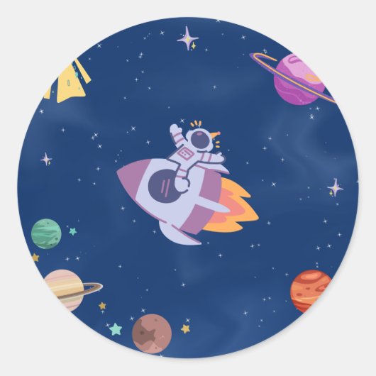 Space Party Collectie! Ronde Sticker (Voorkant)