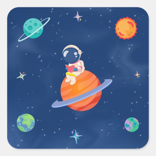 Space Party Collectie! Vierkante Sticker (Voorkant)