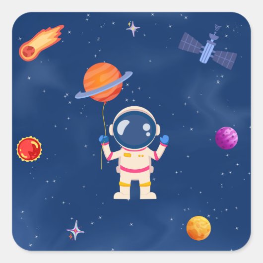 Space Party Collectie! Vierkante Sticker (Voorkant)