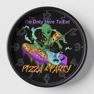 Space Party Dj Alien Eating Pizza