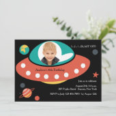 Space Party fotouitnodiging Kaart (Staand voorkant)