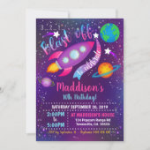Space Party Invitation Girl Kaart (Voorkant)