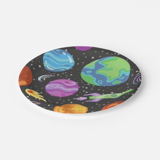 Space Party Papier Borden Galaxy Verjaardagsthema Papieren Bordje (Gekanteld)