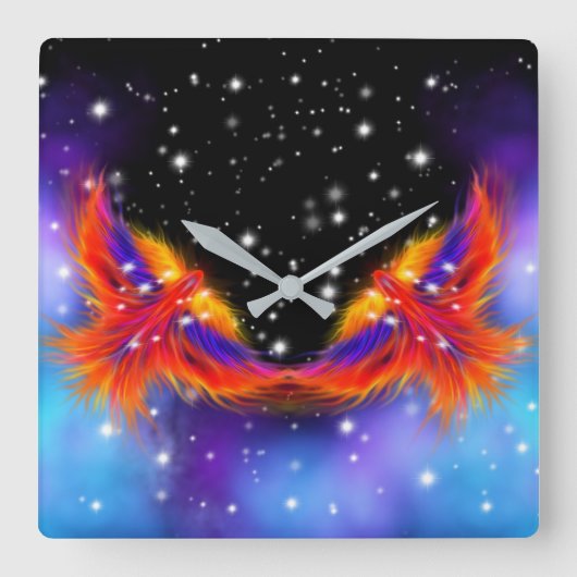 Space Phoenix Nebula Vierkante Klok (Voorkant)