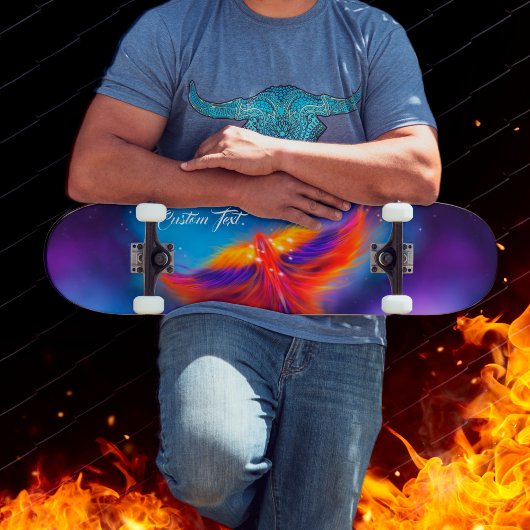 Space Phoenix Rising Paars Nebula Skateboard