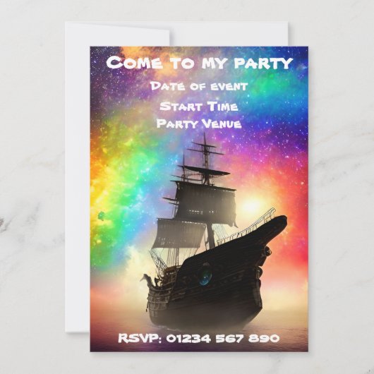Space Pirate Party-uitnodiging Kaart (Voorkant)