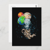 Space Planets Balloons Birthday Astronaut Briefkaart (Voorkant / Achterkant)