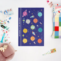 Space Planets Rocket Blue gepersonaliseerd monogra