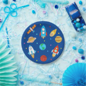 Space Planets Sterren Galaxy blauw Papieren Bordje (Feest)