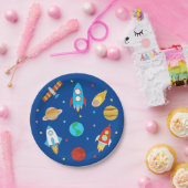 Space Planets Sterren Galaxy blauw Papieren Bordje (Feest)
