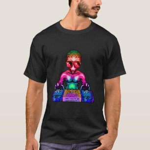Space Psychedelic Rave Alien DJ Techno House Music T-shirt