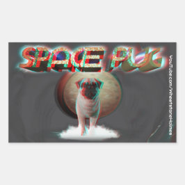 Space Pug 3D Rechthoekige Sticker