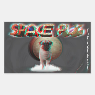 Space Pug 3D Rechthoekige Sticker