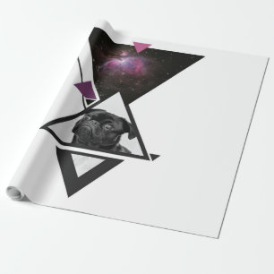 Space Pug Black Pug Dog Gift Idea for Pug Lovers Cadeaupapier