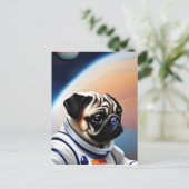 Space Pug Briefkaart (Staand voorkant)