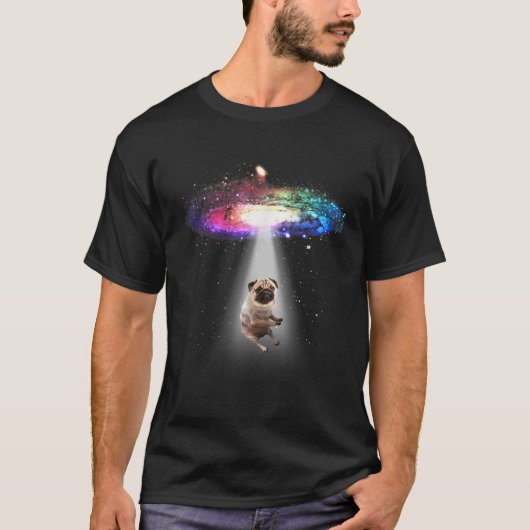 Space Pug Galaxy Funny Pug T-shirt (Voorkant)
