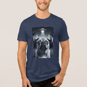 Space Pug neemt Alien Selfie Grappig Hondencadeau Tri-Blend Shirt