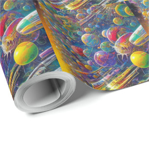 Space Race matte inpakpapier